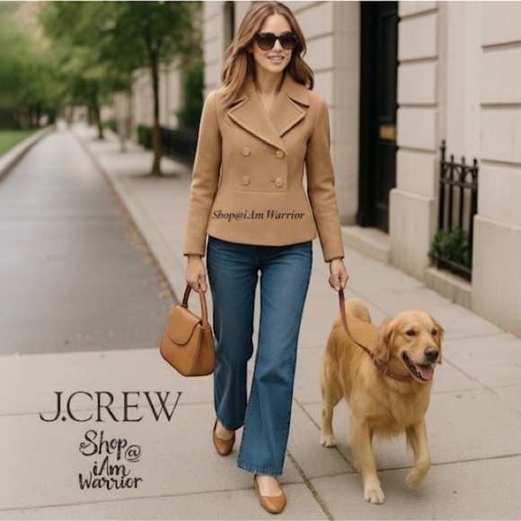 J.Crew camel Italian wool cropped popover peacoat *shop@iamwarrior - Picture 1 of 13